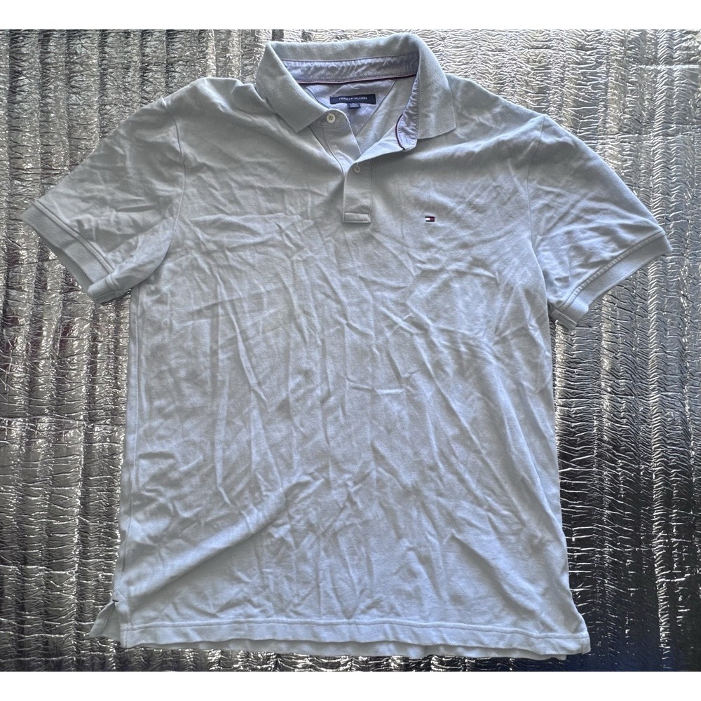 Tommy Hilfiger Classic Fit Short Sleeve Polo Shirt Light Blue Men's Size XL